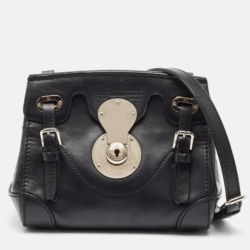 Women's crossbody bag trendy deal -Ralph Lauren Black Leather Mini Ricky Crossbody Bag