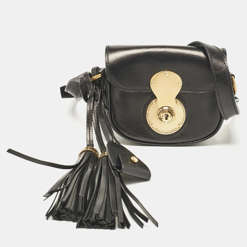 Women's crossbody bag lightweight deal -Ralph Lauren Black Leather Ricky Tassel Crossbody Bag