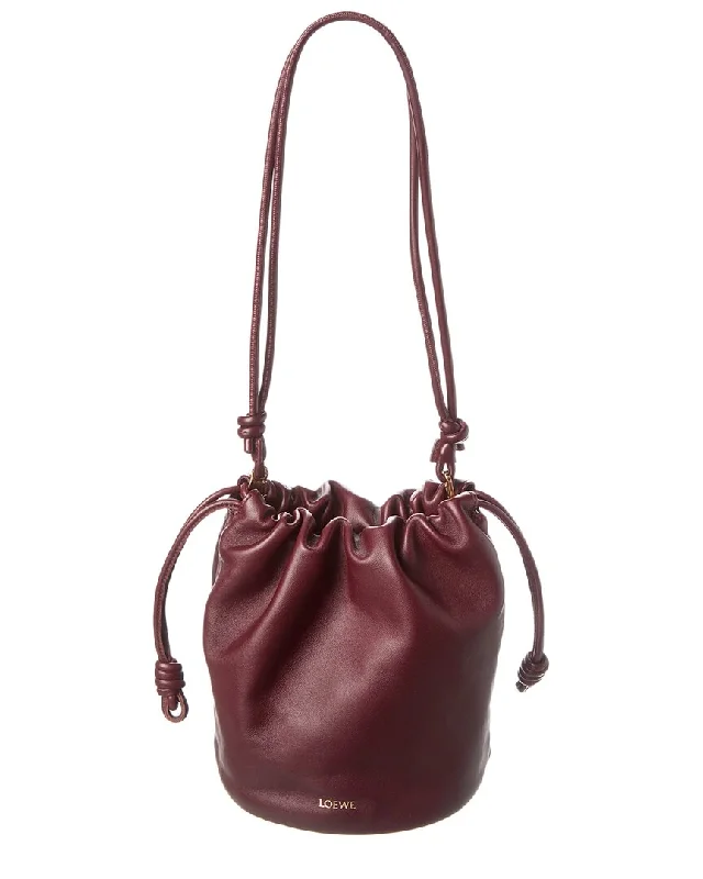 Women's bucket bag quick-draw set -Loewe Flamenco Leather Bucket Bag