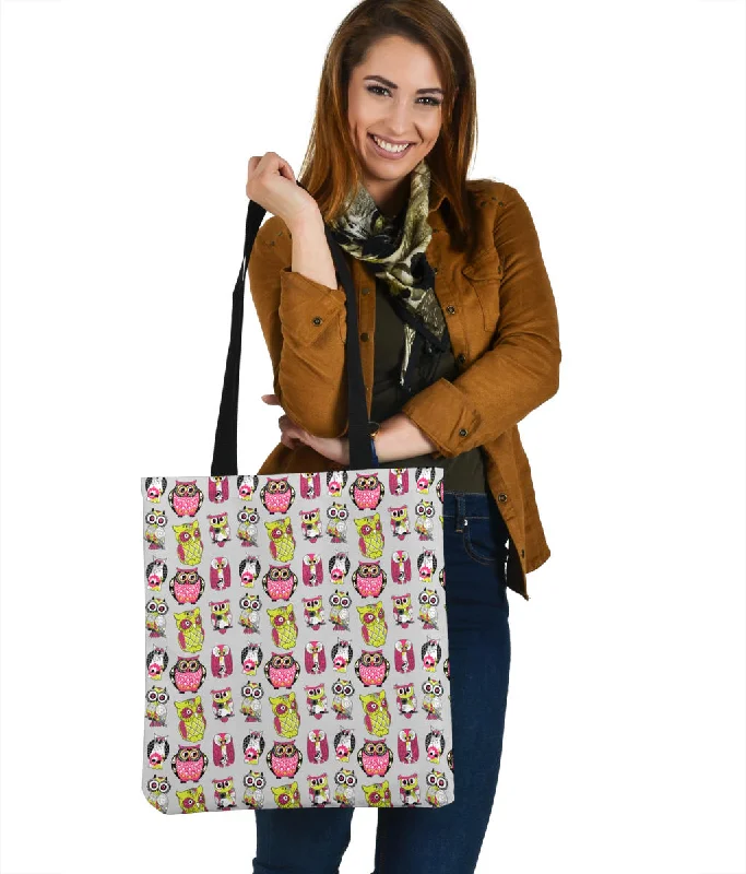 Women's tote bags retro -Colorful Owl Pattern Cloth Tote Bag