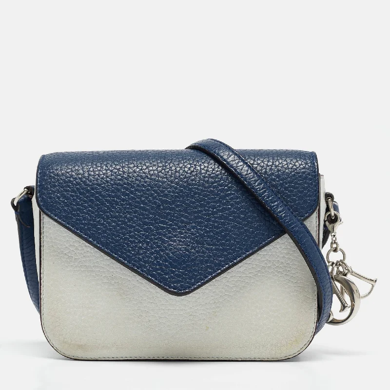 Women's crossbody bag squad ensemble -Dior Two Tone Blue Leather Diorissimo Promenade Envelope Pouch Crossbody Bag