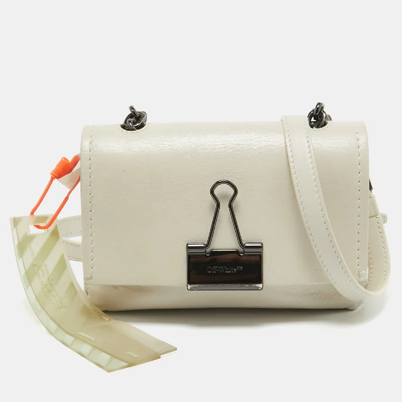 Women's crossbody bag street-ready -Off-White Off White Leather Mini Binder Clip Crossbody Bag