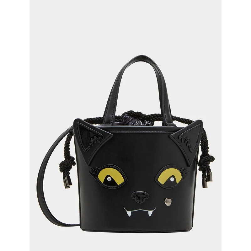 Women's bucket bag featherlight feel -Kitsch Gimmie Candy Cat Bucket Bag Black