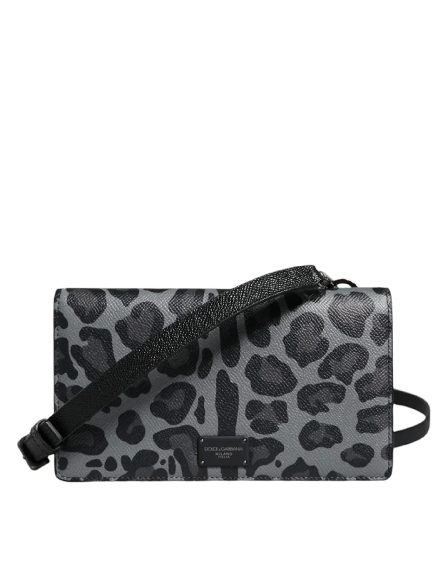 Women's crossbody bag personal ensemble -Dolce & Gabbana   Leopard Leather Bifold Card Slot Crossbody Women's Bag