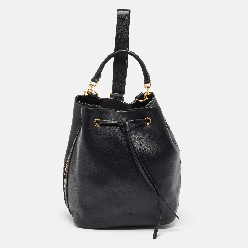 Women's bucket bag quality ensemble -Saint Laurent Black Leather Emmanuelle Bucket Bag