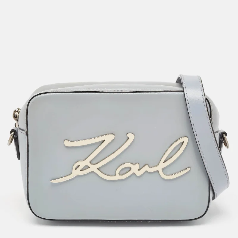 Women's crossbody bag budget collection -Karl Lagerfeld Light Blue Leather K/signature Camera Crossbody Bag