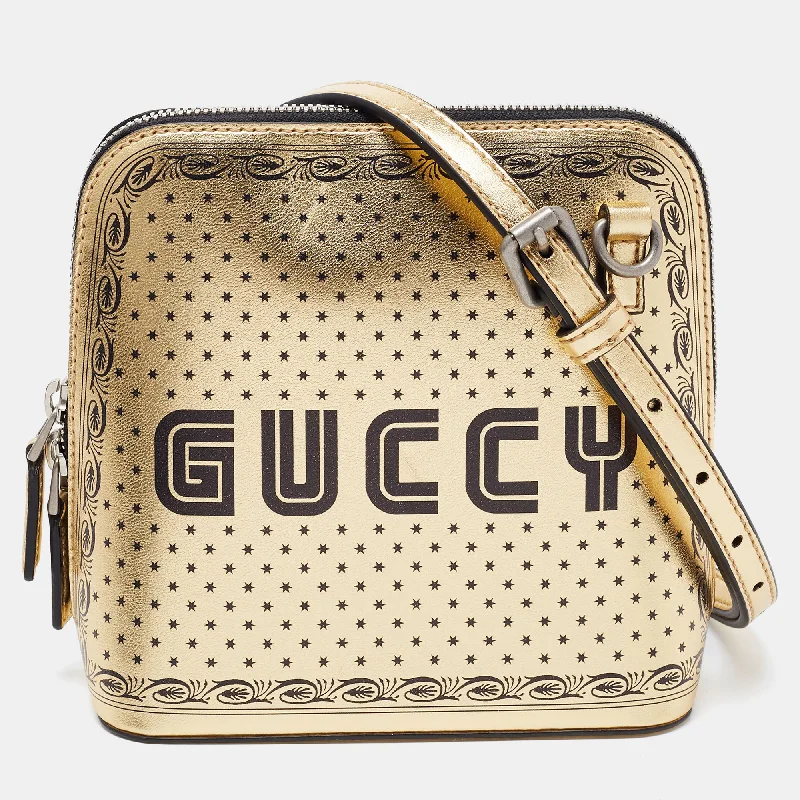 Women's crossbody bag value kit -Gucci Metallic Gold/black Leather Mini Guccy Dome Crossbody Bag