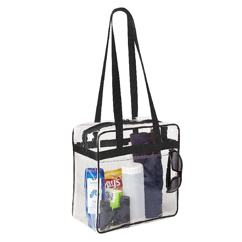 Women's tote bags reversible-design -Clear NFL Stadium 12 x 12 x 6 Tote Bag with Zipper Closure (CH-1401-BLK)