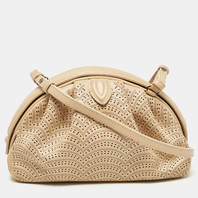 Women's crossbody bag squad offer -Alaia Beige Lasercut Leather Samia Crossbody Bag