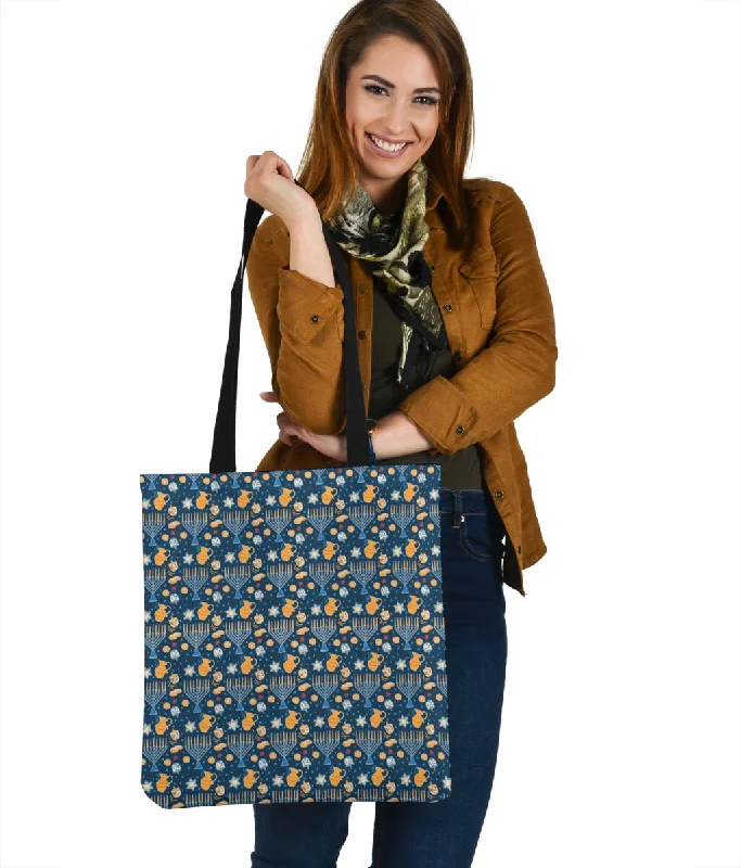 Women's tote bags reversible-trend -Hanukkah Pattern Cloth Tote Bag