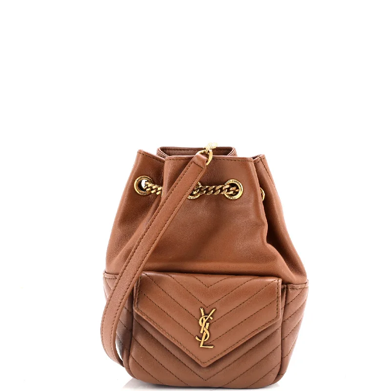 Women's bucket bag sturdy construction -Joe Bucket Bag Matelasse Chevron Leather Mini