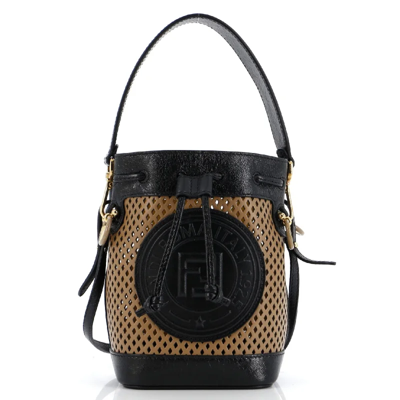 Women's bucket bag secure design -Mon Tresor Bucket Bag Perforated Leather Mini