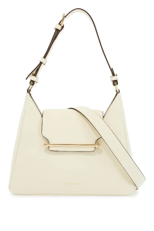 Women's crossbody bag bold accessory -Strathberry Structured Vanilla Calfskin Crossbody Bag With Clean Lines