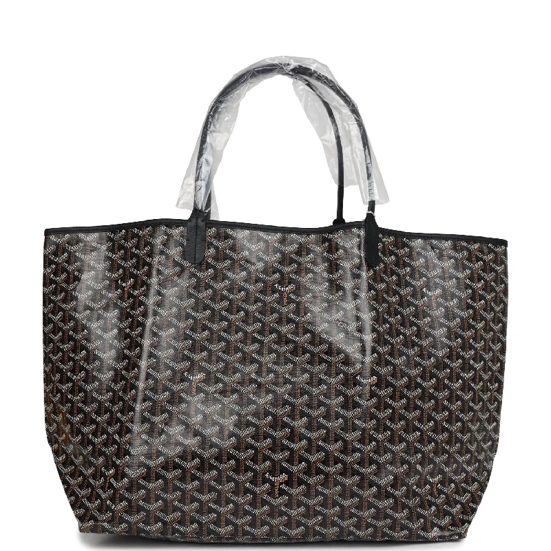 Women's tote bags eco-chic -Goyard Goyardine Black St. Louis GM Tote Bag Palladium Hardware