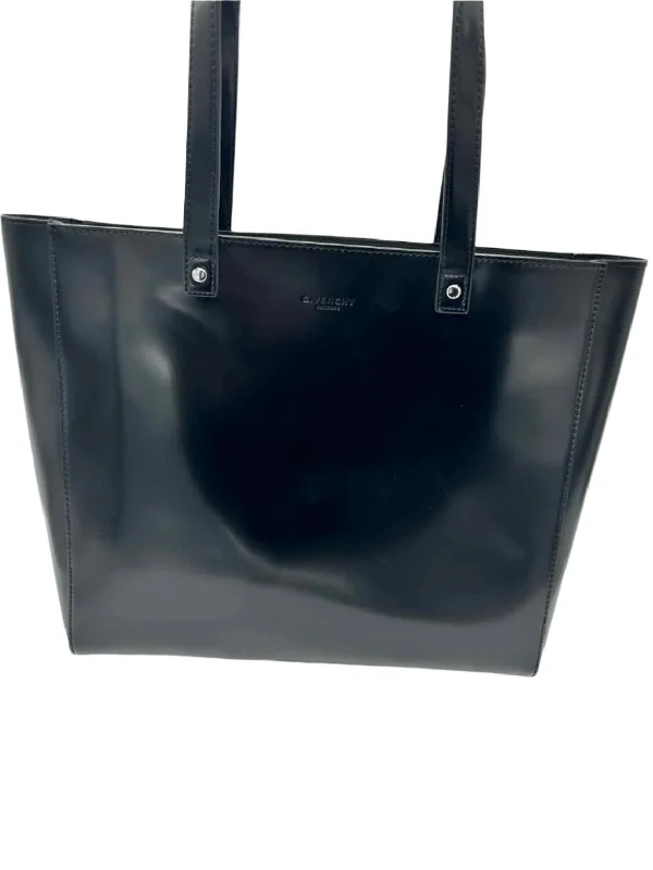 Women's tote bags blue -Givenchy Parfums Coated Leather Black Tote Handbag