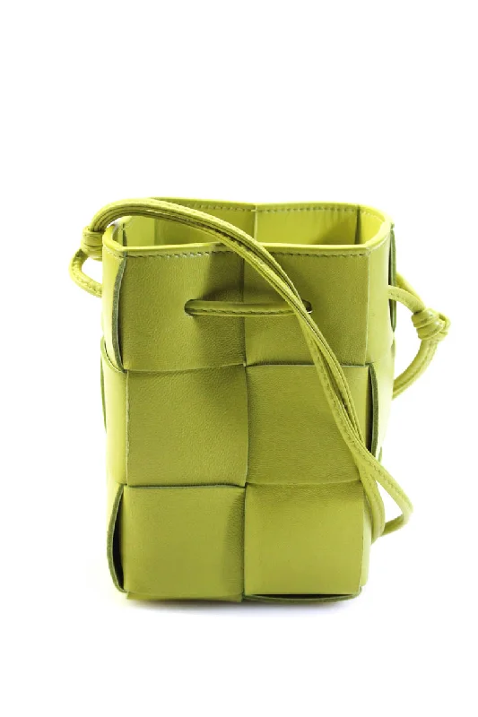 Women's bucket bag custom offer -Bottega Veneta Womens Intrecciato Mini Cassette Bucket Handbag Pea Green