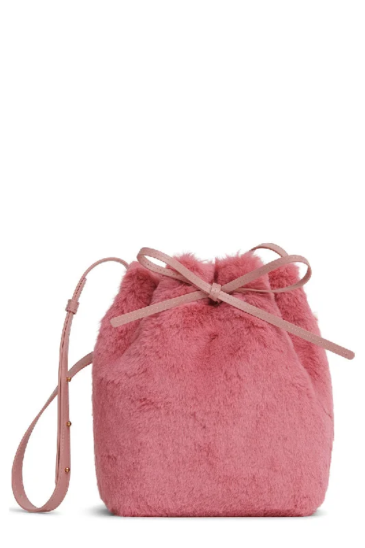 Women's bucket bag sleek finish -Vegan Fur Mini Bucket Bag