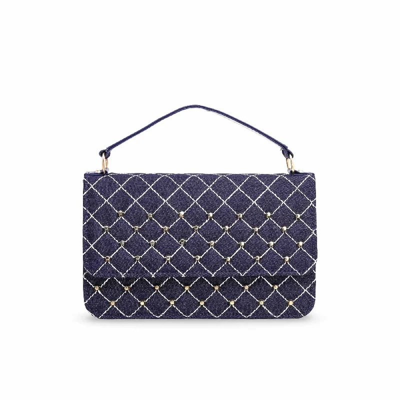 Women's shoulder bags zippered -Navy Formal Shoulder Bag P56092