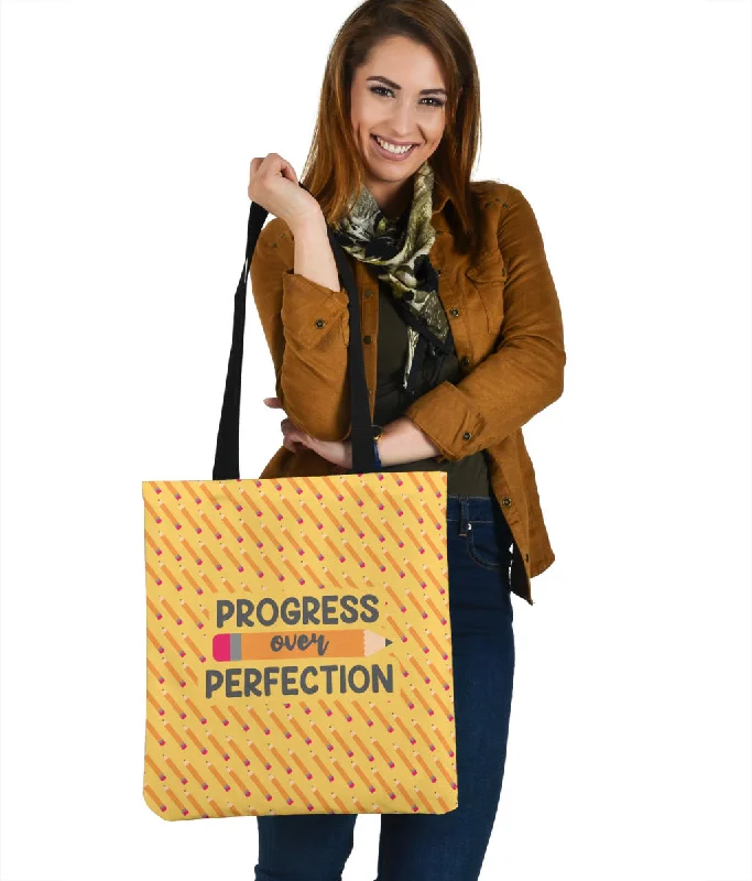 Women's tote bags durable-fashion -Progress Over Perfection Cloth Tote Bag