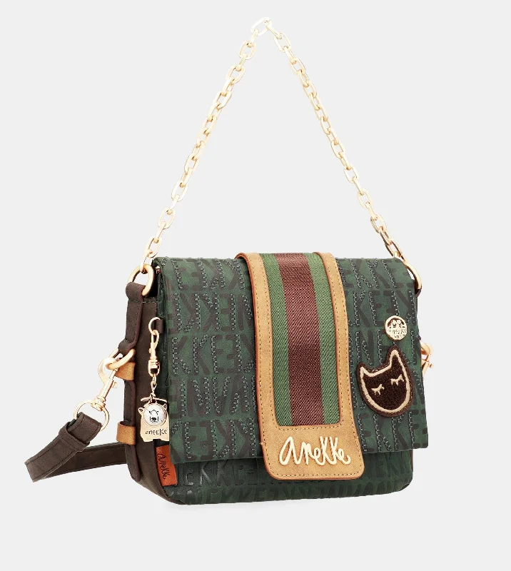 Women's shoulder bags durable -Urban green flap shoulder bag