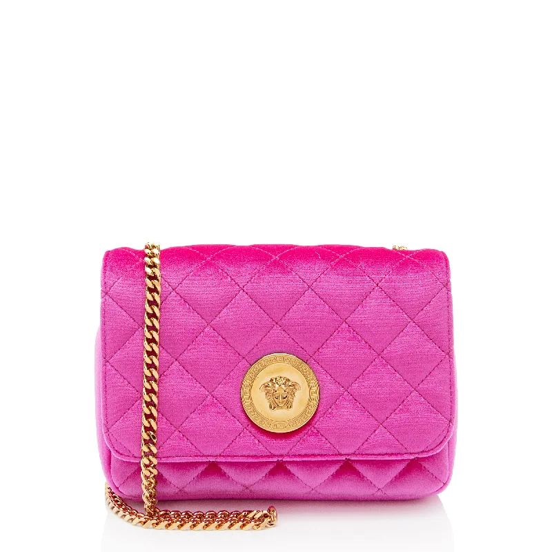 Women's crossbody bag pro-level design -Versace Quilted Velvet Medusa Chain Crossbody