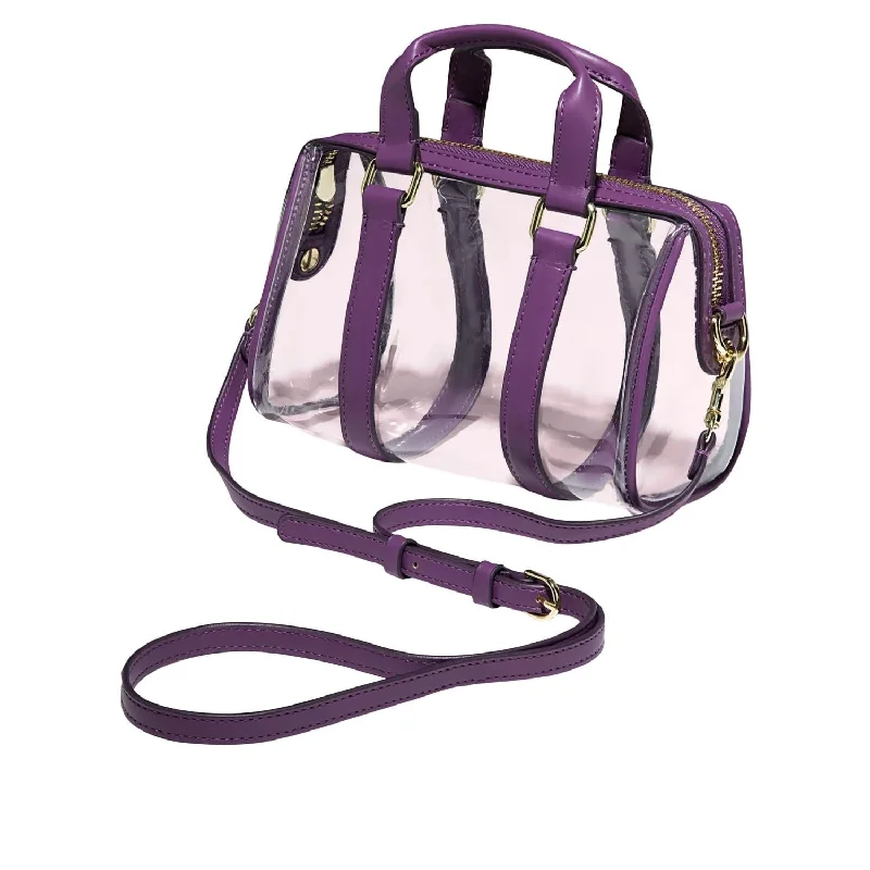 Women's crossbody bag fan favorite -Women's Clear Micro Duffle Crossbody Bag In Purple