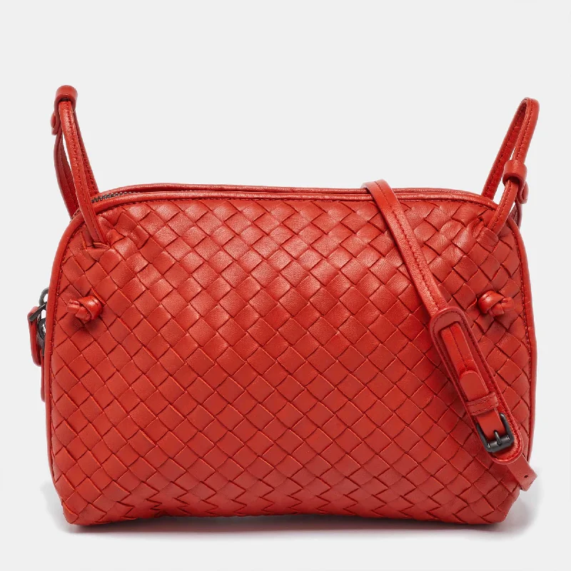 Women's crossbody bag personal set -Bottega Veneta Orange Intrecciato Leather Nodini Crossbody Bag