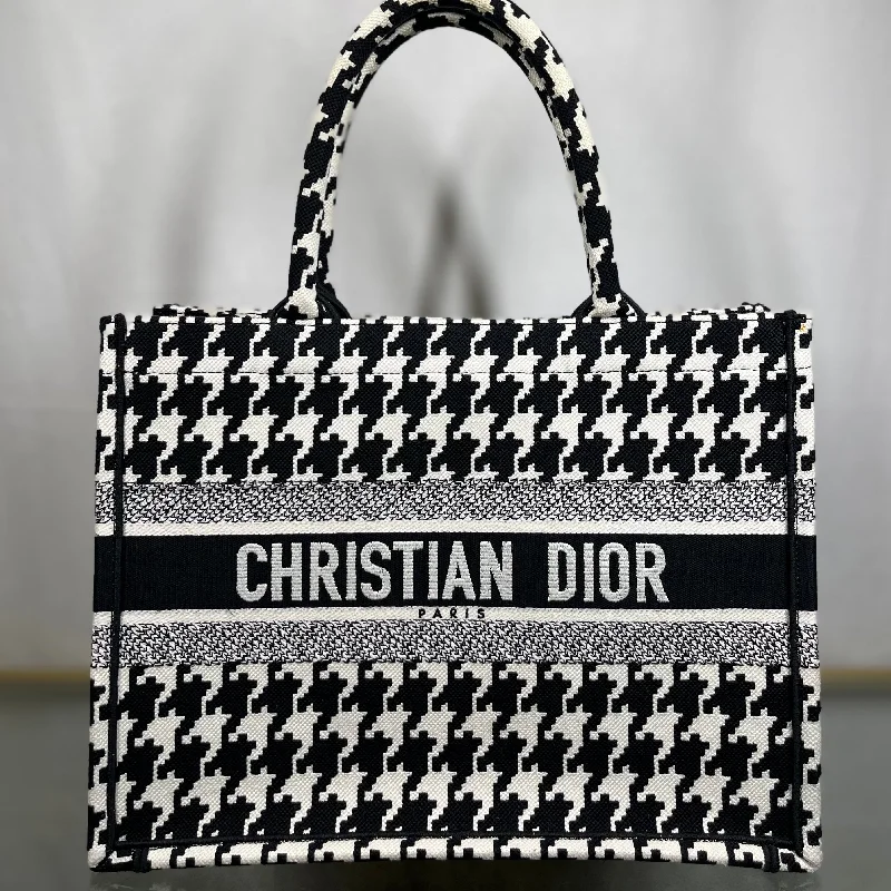 Women's tote bags durable-build -CHRISTIAN DIOR Macro Houndstooth Medium Book Tote