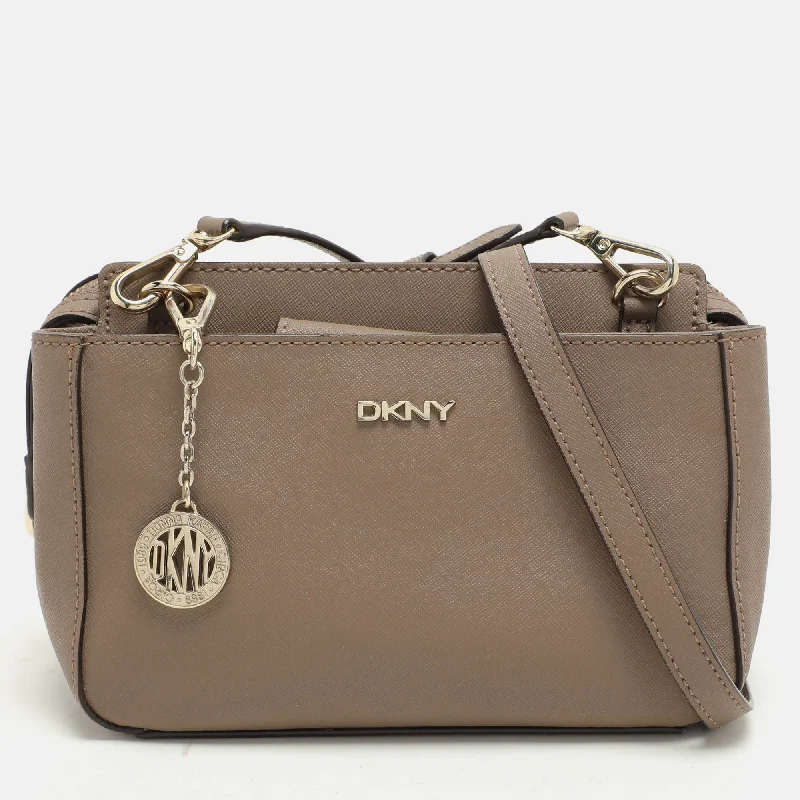 Women's crossbody bag breathable lining -Dkny Taupe Leather Crossbody Bag