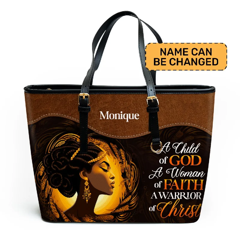 Women's tote bags multi-pocket -A Child Of God - Personalized Leather Totebag STB27