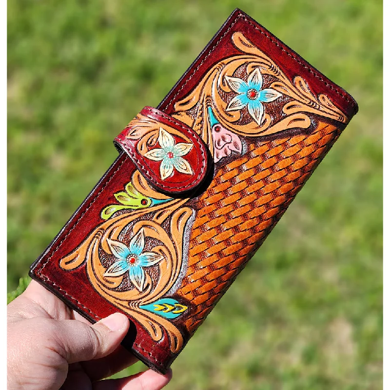 Women's wallet high-end outfit -American Darling Painted Flower Basket Weave Wallet