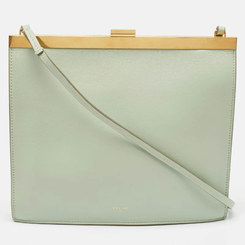 Women's crossbody bag pro deal -Celine Light Green Leather Clasp Crossbody Bbag