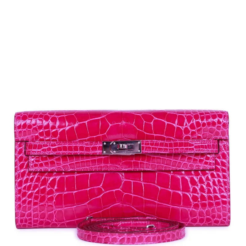 Women's wallet elite elegance -Pre-owned Hermes Kelly Wallet To Go Rose Scheherazade Shiny Alligator Palladium Hardware