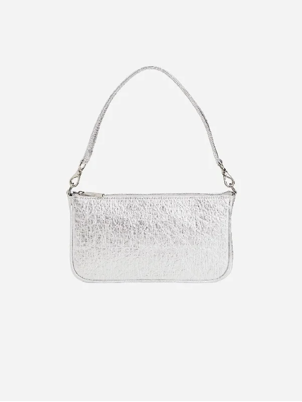 Women's shoulder bags travel -Gaia Piñatex® Vegan Shoulder Bag | Silver