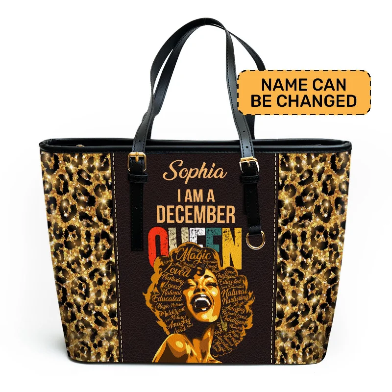 Women's tote bags mini -I Am A Queen - Personalized Leather Totebag STB12