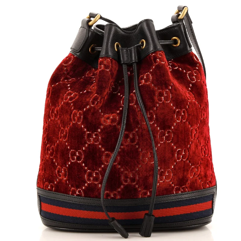 Women's bucket bag quick-draw apparel -Bucket Bag GG Velvet Medium