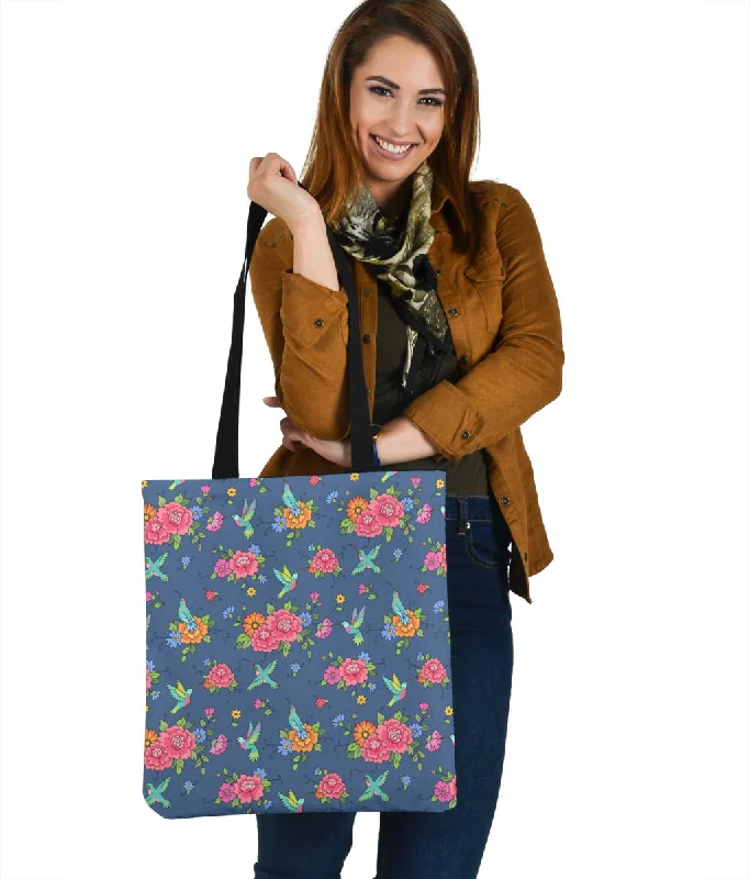 Women's tote bags budget-style -Cute Hummingbirds Pattern Cloth Tote Bag