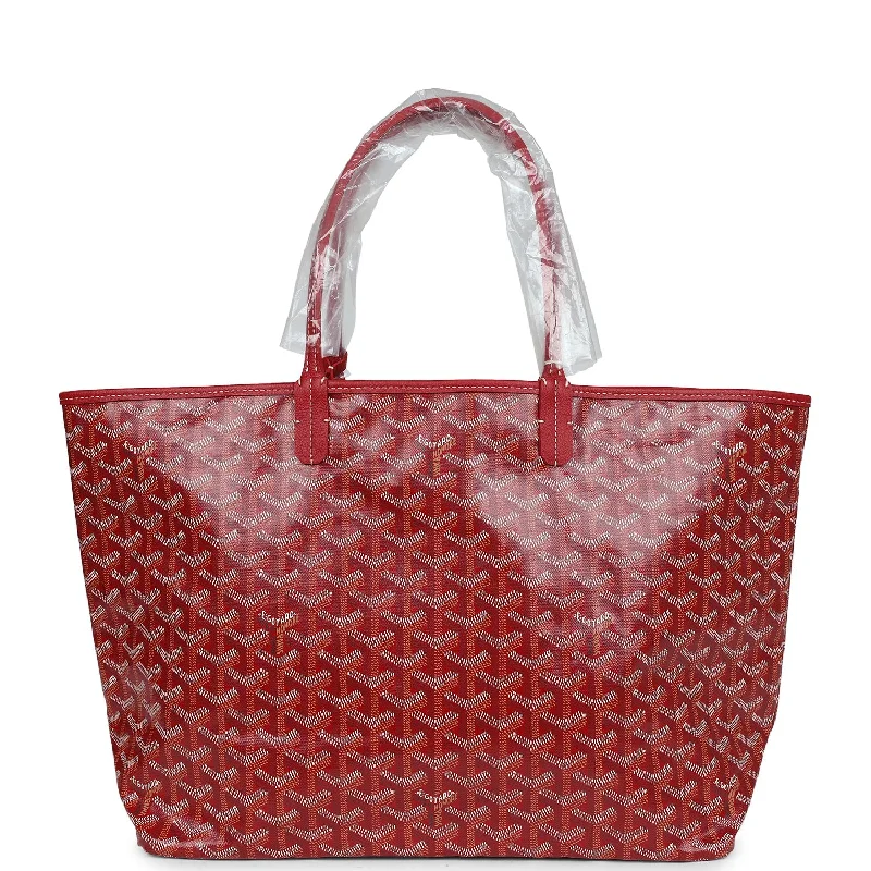 Women's tote bags blue-nylon -Goyard Goyardine Red St. Louis PM Tote Bag Palladium Hardware