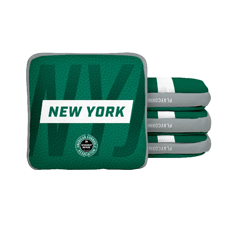 Women's bucket bag numbered series -New York NYJ Football Gameday Stripes Synergy Edge Cornhole Bags