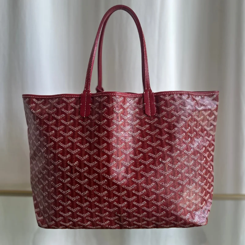 Women's tote bags pink-quilted -GOYARD Red Coated Canvas Saint Louis PM Tote