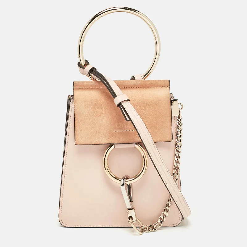 Women's crossbody bag office style -Chloe Peach Leather And Suede Mini Faye Crossbody Bag