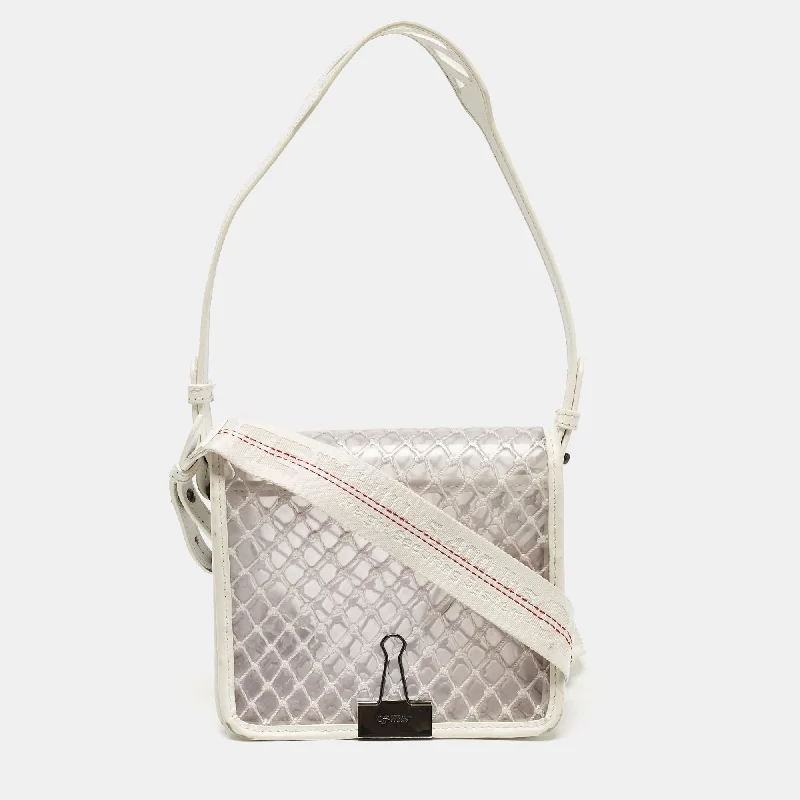 Women's crossbody bag custom bags -Off-White White/clear Pvc Net Binder Clip Crossbody Bag