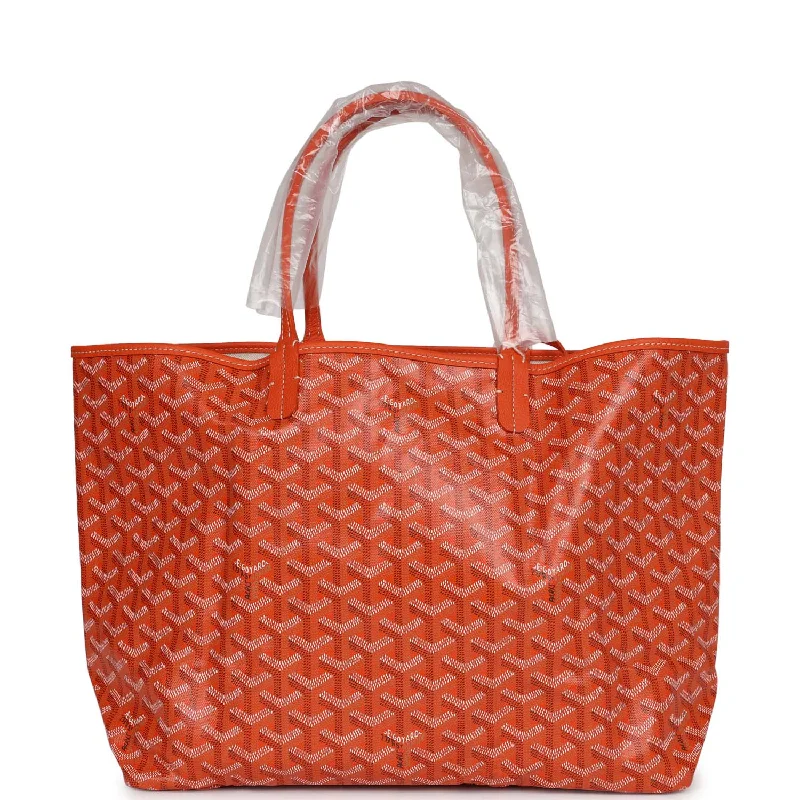 Women's tote bags versatile-use -Goyard Goyardine Orange St. Louis PM Tote Bag Palladium Hardware