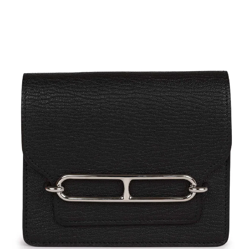 Women's wallet wholesale offer -Hermes Roulis Slim Wallet Black Chevre Mysore Palladium Hardware