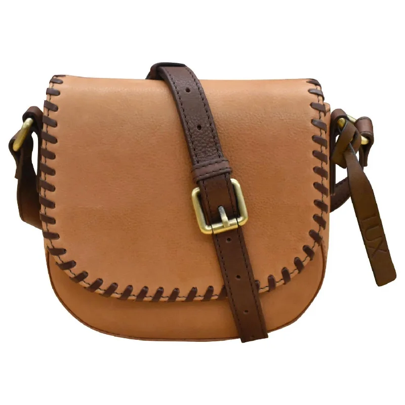 Women's crossbody bag performance ensemble -Women's Saddle Crossbody Bag In Tan & Coffee