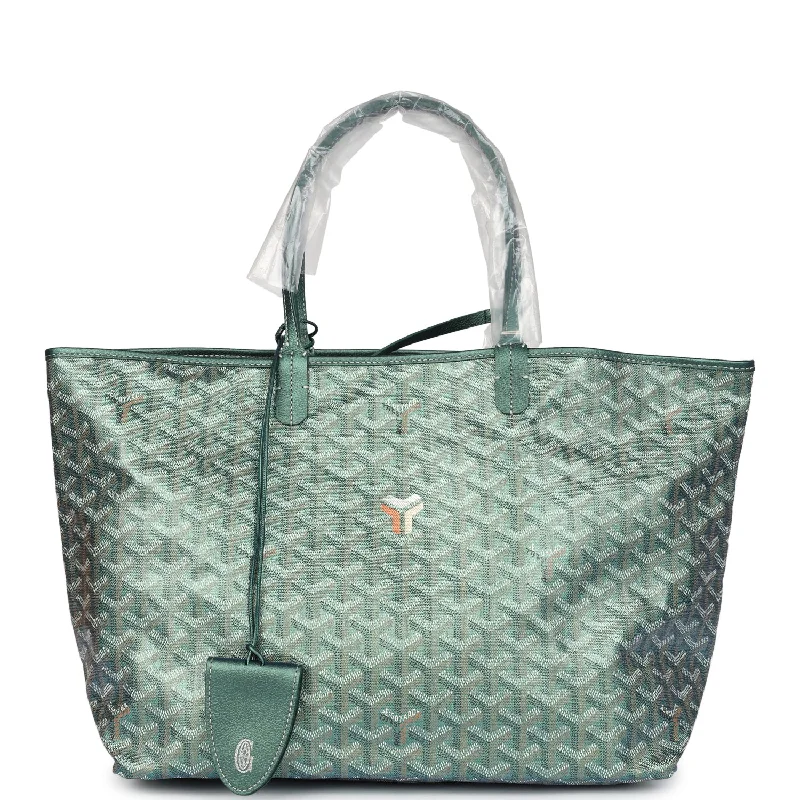 Women's tote bags neutral-tone -Goyard Goyardine Pearly Green St. Louis PM Tote Bag Palladium Hardware