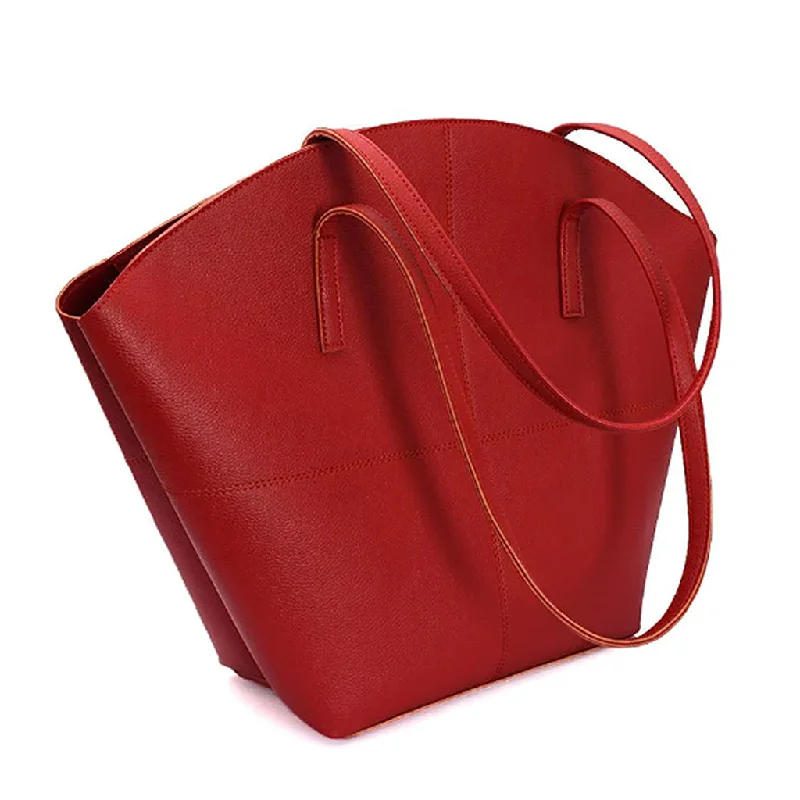 Women's shoulder bags leather -TOTE SHOULDER RED