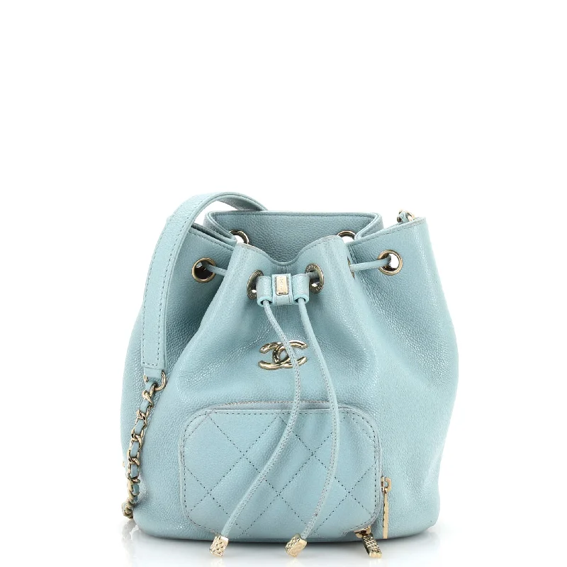 Women's bucket bag excellent craftsmanship -Business Affinity Drawstring Bucket Bag Quilted Caviar Small