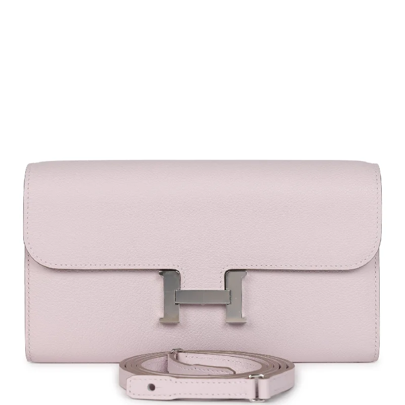 Women's wallet everyday carry -Hermes Constance Wallet To Go Mauve Pale Evercolor Palladium Hardware