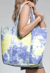 Women's tote bags beach -Multi Color Tie-dye Tote Bag